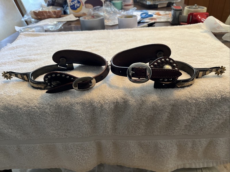 Beautiful Pair Of Cowboy Spurs And Straps . See Pictures !