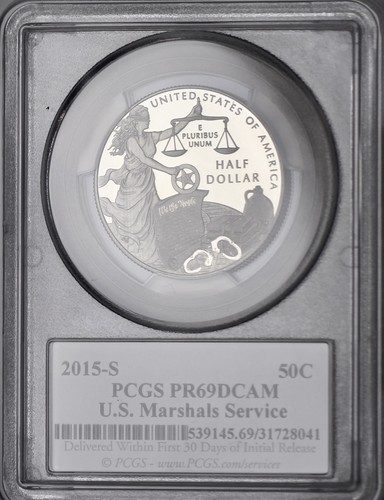 2015-S 50C United States Marshals Service 225 Anniversary PCGS PR69DCAM 1st STK - Picture 2 of 2