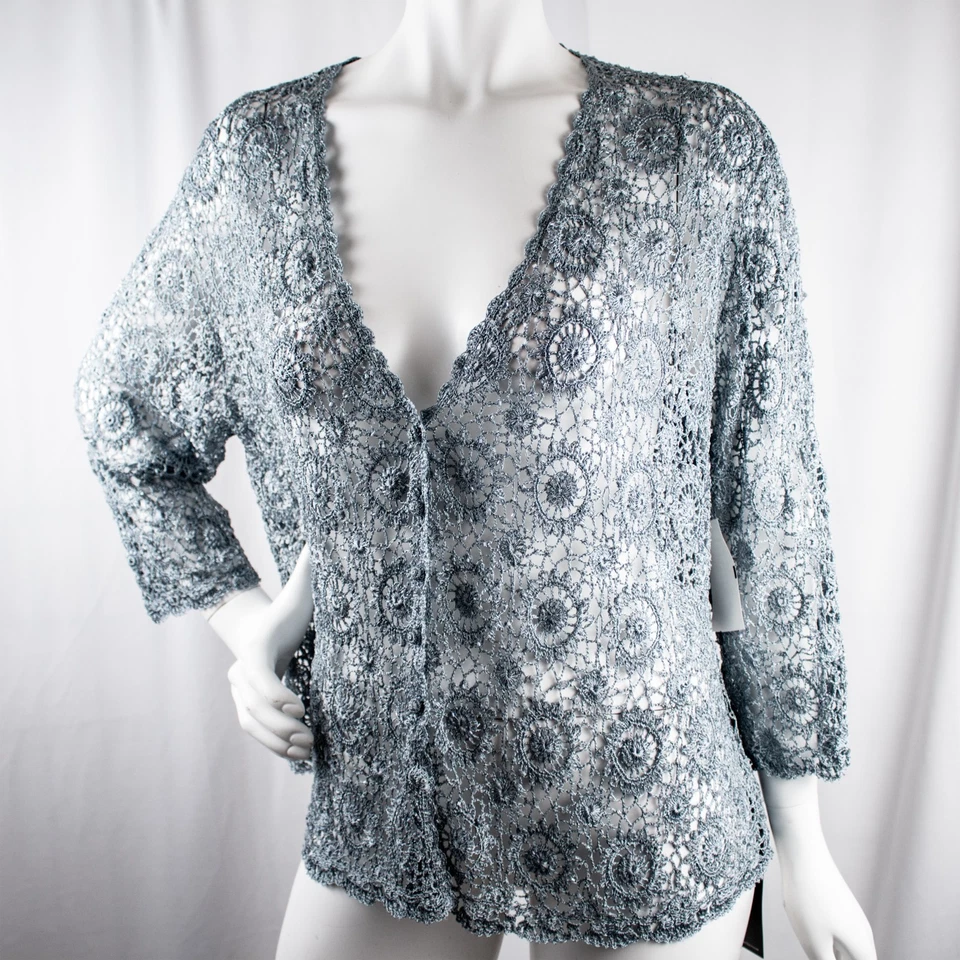 CARMEN MARC VALVO 全新浅蓝色装饰花卉女式上衣夹克套装 尺寸 1X — 第 4/4 张图片