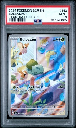 2024 POKEMON SCR EN-STELLAR CROWN ILLUSTRATION RARE #143 BULBASAUR PSA 9