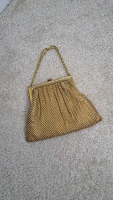 Vintage Whiting & Davis Gold Tone Small Metal-Mesh Clutch Purse 1930s