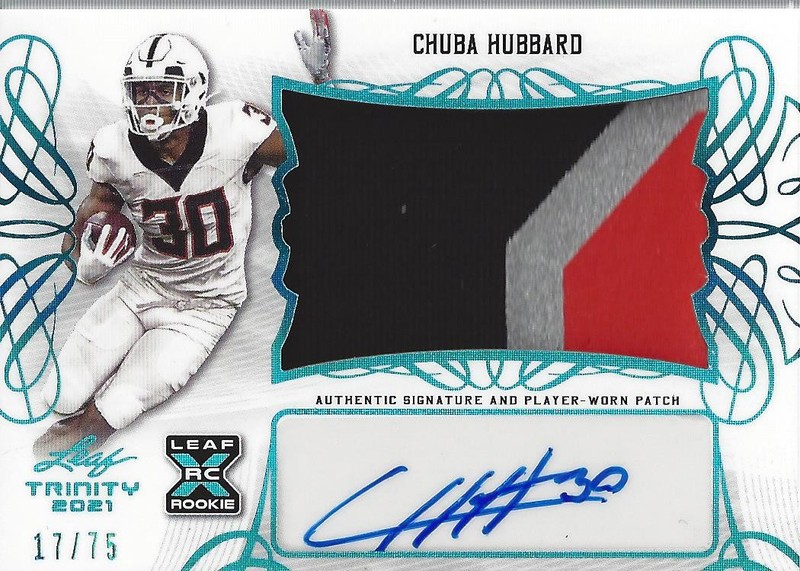2021 Leaf Trinity Patch Platinum Spectrum Chuba Hubbard Auto Patch /75 FB