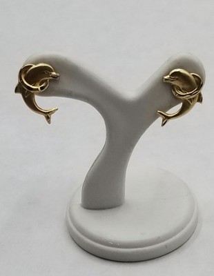 Ohrstecker 14 Karat Gold gewölbt Delfin 