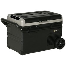 Outsunny 40L Car Refrigerator 12V Portable Freezer w/ Inner LED Light, Wheels