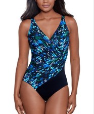 Miraclesuit Sophisticat Oceanus Tummy Control One Piece Swimsuit Size 8 NWT