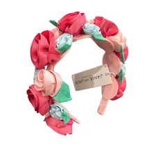 JANIE AND JACK Flower Crown Headband pink blue green ribbon rose NEW NWT
