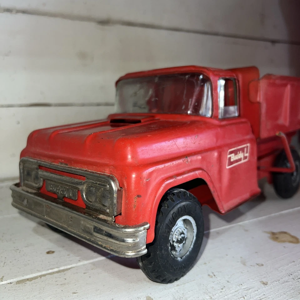 Vintage Buddy L Dump Truck Red Pressed Steel 14.5" bank (Great Condition) - Image 2 of 4