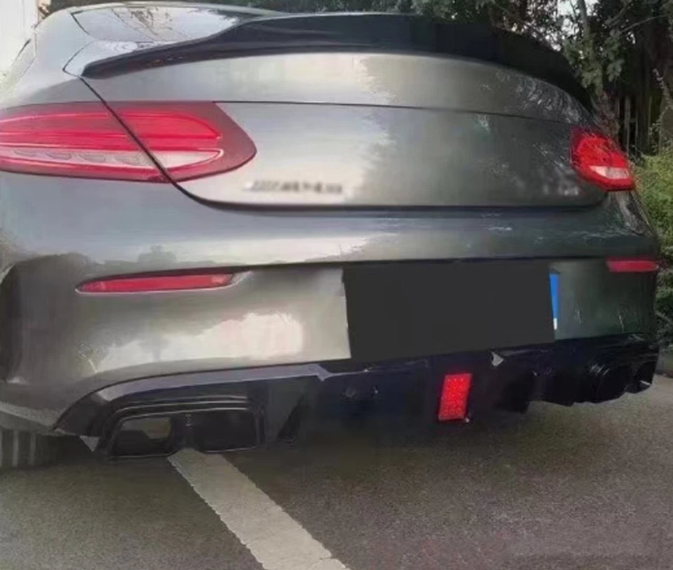 For 2015-2018 Mercedes-Benz C205 C43 C63 Rear Diffuser Tailpipe Tips Gloss Black - Image 4 of 4