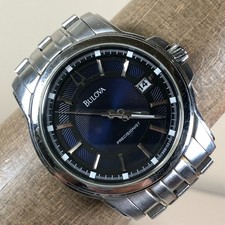 Bulova Precisionist Men 96B159 Date Silver Tone Quartz 44mm Watch 6 3/4"