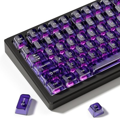 Purple Clear keycaps,Transparent keycaps 60 75 100 Percent,Crystal keycap Set...
