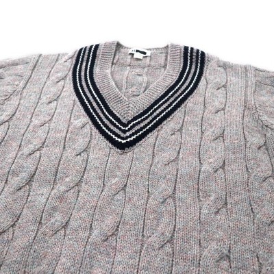 H - 【H BEAUTY&YOUTH】HIGH NECK KNIT H BEAUTY & YOUTH V-neck Childen Knit Sweater M Gray Wool