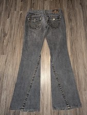 VTG True Religion Joey Jeans Womens 28 Flared Gray Back Flap Pcoket Made In USA
