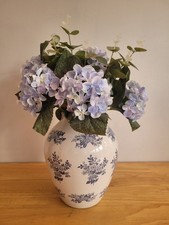 FAUX ARTIFICIAL FLORAL BOUQUET - EUCALYPTUS & HYDRANGEAS - BLUE
