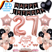 Deko 27. Geburtstag Frauen Rosegold Schwarz Deko Set Tortendeko 27 Geburtstag Fr