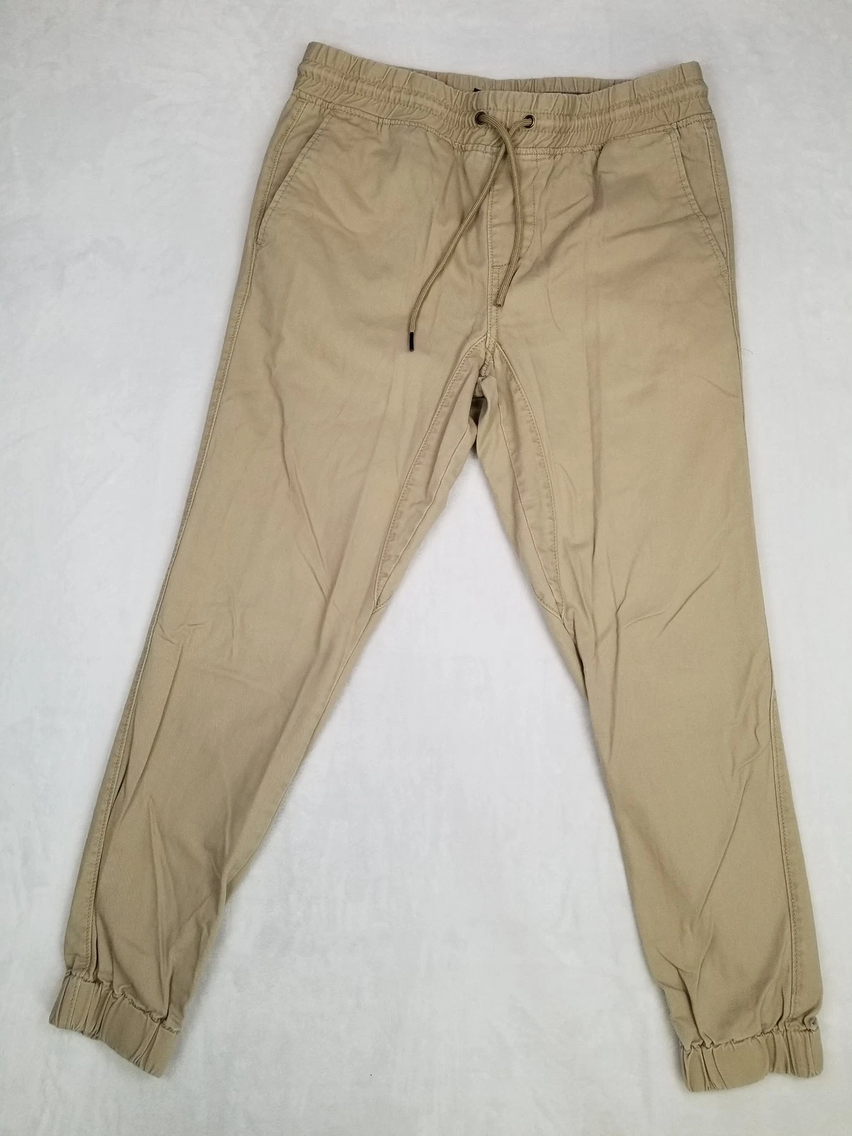 Aeropostale Men's Jogger Pants Size Small Khaki Drawstring Elastic Cuffs Casual