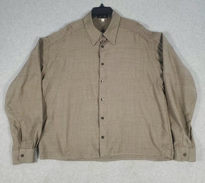 Cividini Shirt Men's XXL Wool Long Sleeve Button-Up Brown Lightweight Italy Made
