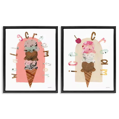 Bright Pastels Ice Cream by Haley Knighten 2-Pieces Black Floater Frame Food Gra