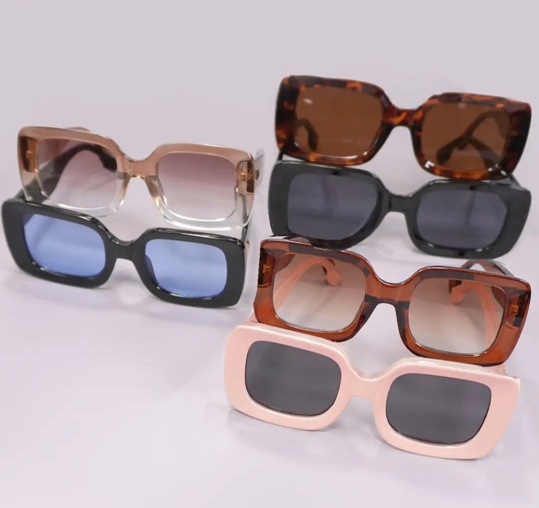 10 Pairs Of Oversized Square Women's Sunglasses Multicolor Plastic Tinted Shades