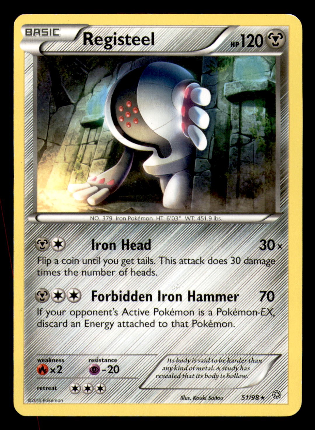 Registeel 51/98 Rare Ancient Origins Pokemon Moderately Played