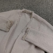 Barefoot Dreams Cardigan Womens L Beige CozyChic Fringe Open Front Knit Sweater