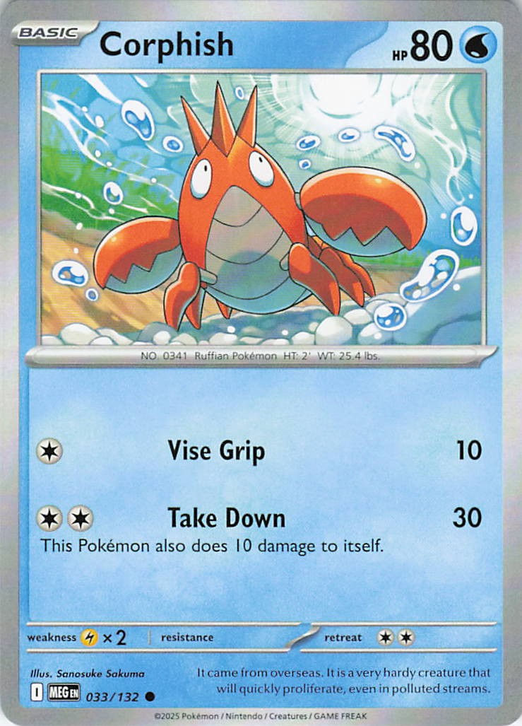 Corphish 033/132 Common Mega Evolution Pokemon Near Mint