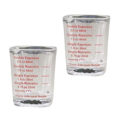 2 Stück Espresso Messgläser mit Messflüssigkeit schweres Glas Tasse 2