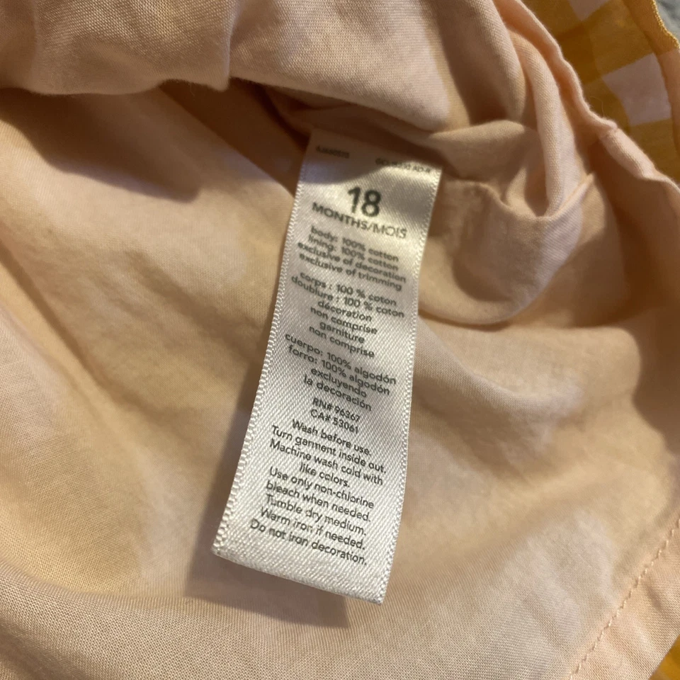 Vestido De Colección OshKosh B-Gosh Niñas Talla 18M Naranja Melocotón Guinga Crochet Ribete Foto 4 de 4