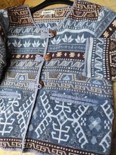 Damen Panda  Trachten-Jacke Gr. 42, 44 Jeans-Blau Jacquard gemustert
