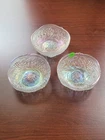 (3) US Glass Frosty White Carnival Glass Palm Beach Pattern Sauce Bowls Flakes