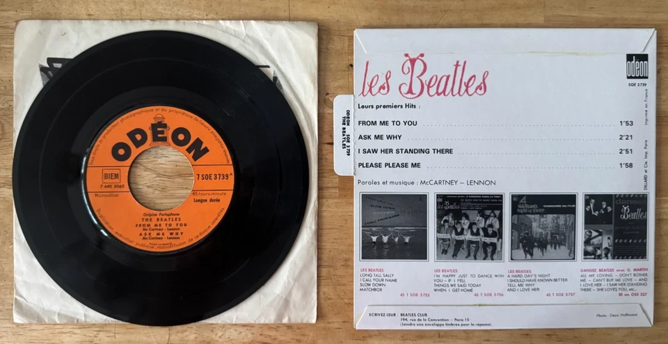 45 7" FRENCH EP THE BEATLES ODEON SOE 3739 PLEASE PLEASE ME SANDWICH COVER - Image 2 of 2