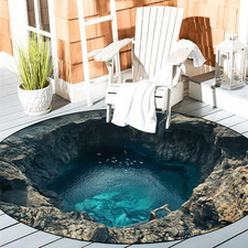 1pc Scenic Landscape Round Rug Outdoor Heavy-Duty Non-Slip Carpet Garden Decor❀