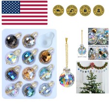 12 Pcs Multicolor Crystal Glass Christmas Balls Ornaments, 0.87" Mini Colorfu...