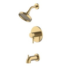 allen + roth Harlow Brushed Gold 2-handle 6” Round Bathtub Shower Faucet + Valve