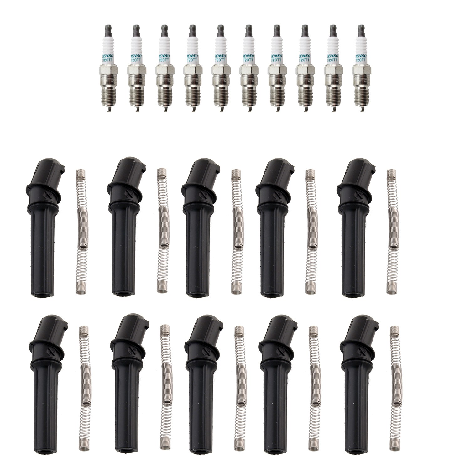 Denso 10 Iridium Spark Plugs  NGK 10 Coil Boots Kit for Excursion V10 6.8L