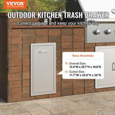 Pull Out Trash Drawer 13.6Wx26Hx19.3D Inch - Stainless Steel Roll Out Trash Bin