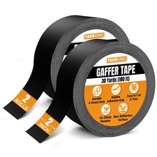 Gaffers Tape Black  2 Inch Wide x 30 Yards Per Roll 180 Ft Pro Gaff Tape...
