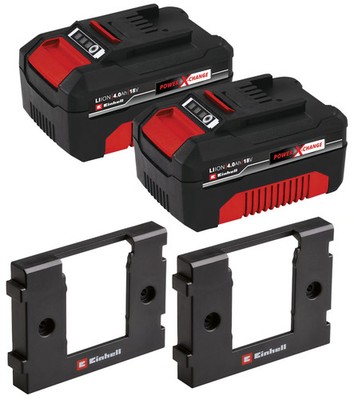 EINHELL Akku-Set PXC 4 Ah, 18 V, 2 Stück + Akku-Wandhalterung