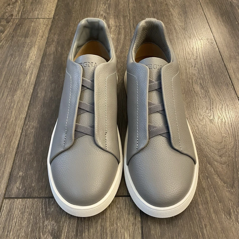 Zapatillas Zegna Cuero Gris Triple Puntada | Talla 11US/EU 43 Nuevas Sin Caja Foto 3 de 4