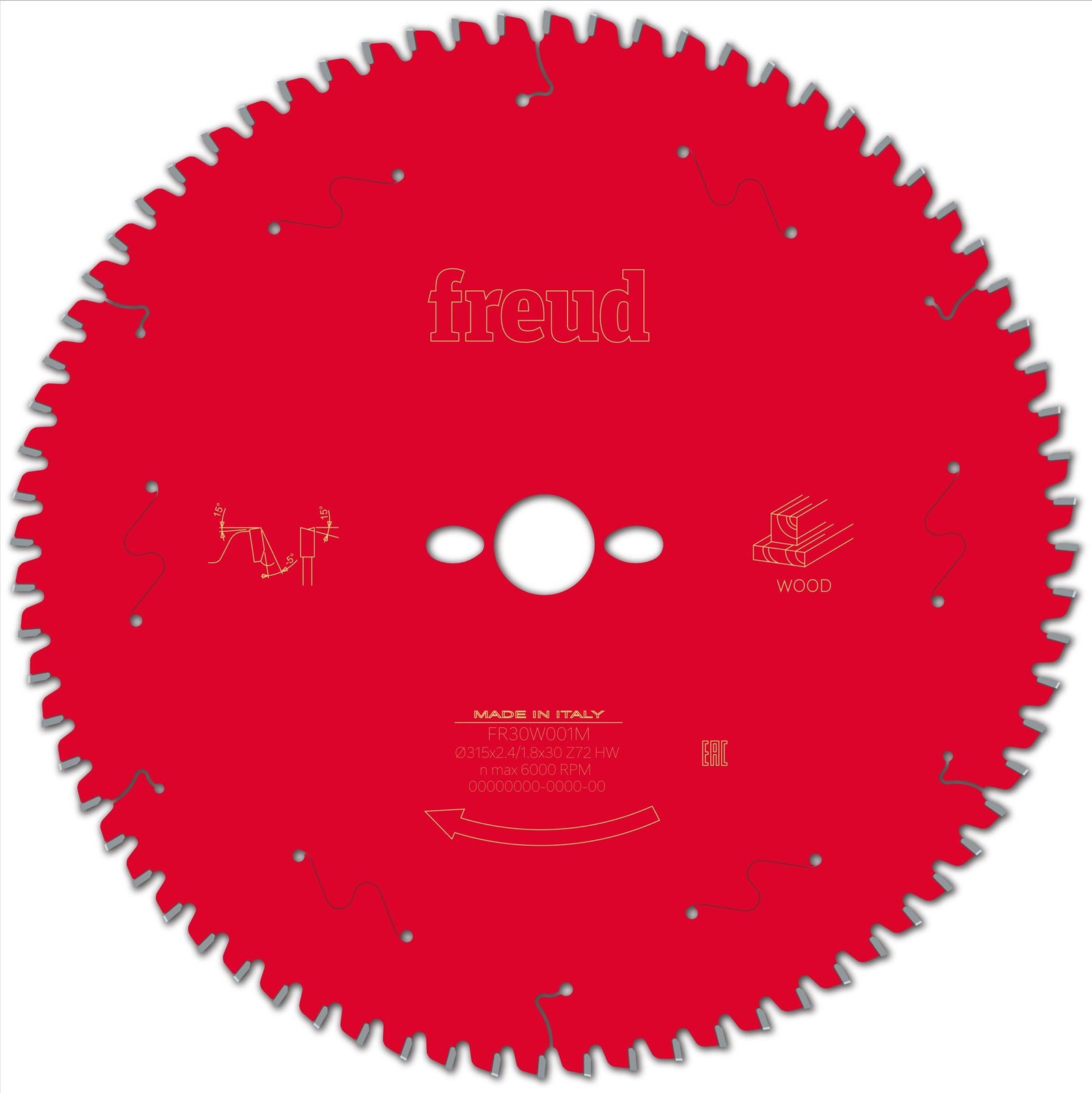 Freud F03FS09766 Wood Circular Saw Blade 315mm x 30mm x 2.4mm x 72T