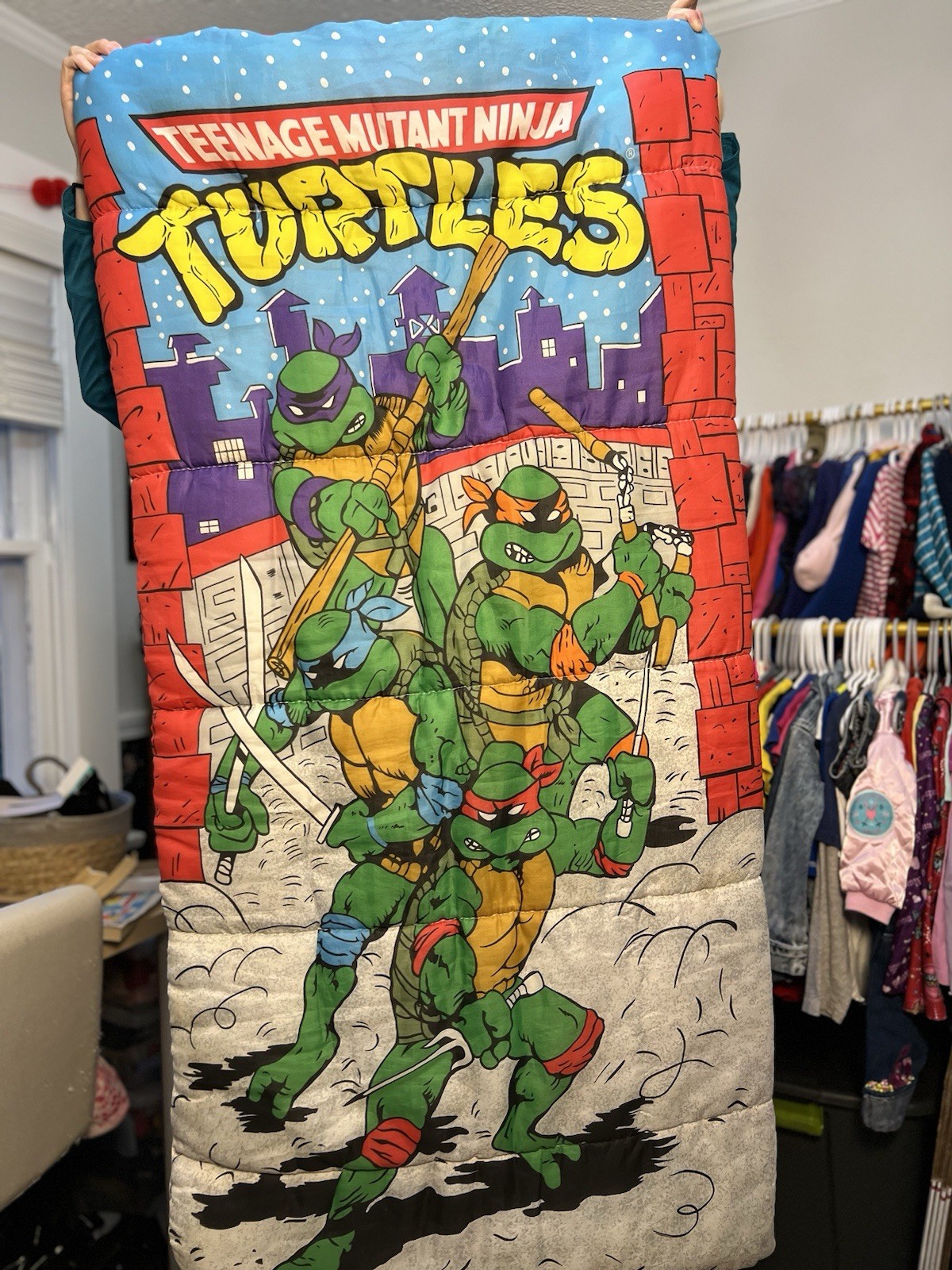Vintage 1988 TMNT Mirage Studios Teenage Mutant Ninja Turtles Zip Sleeping Bag