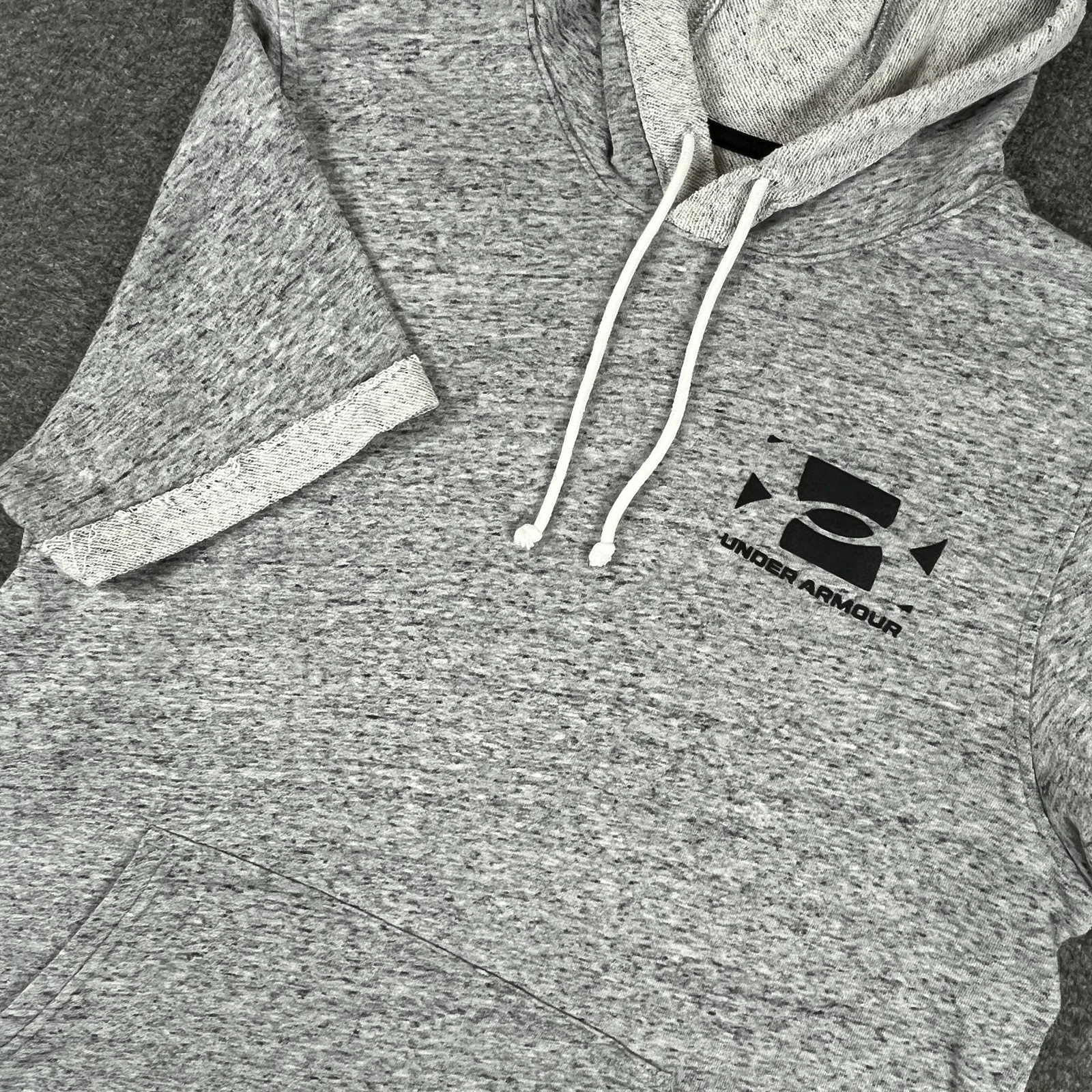 Under Armour Hoodie Mens Medium Gray Short Sleeve Logo Pullover 1361499