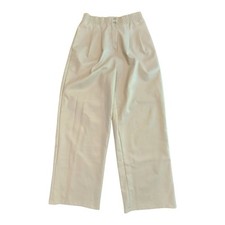 Nasty Gal Pleated Wide Leg Pants Womens Size 10 Beige Pockets Faux Leather