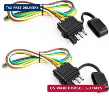 4 Pin Trailer Connector 2 Pack , 25 Inch 16 AWG 4 Way Male Trailer Light Plug w