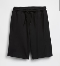 Gap Boys M 8" Mesh Athletic Shorts Black Elastic Waist Drawstring Solid