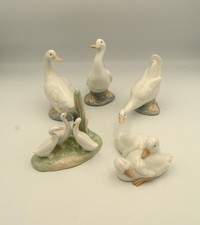 LLADRO NAO Birds Geese Group Ceramic Figures x 5