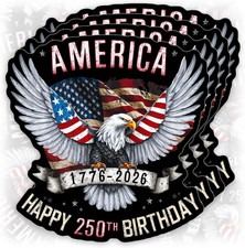 4Pcs-3In America 250Th Birthday 1776 2026 Sticker - Original Design - Retro Am