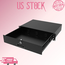 NEW 2U 19in Rack Mount Server Cabinet Lockable Drawer with Key 12.6in Depth