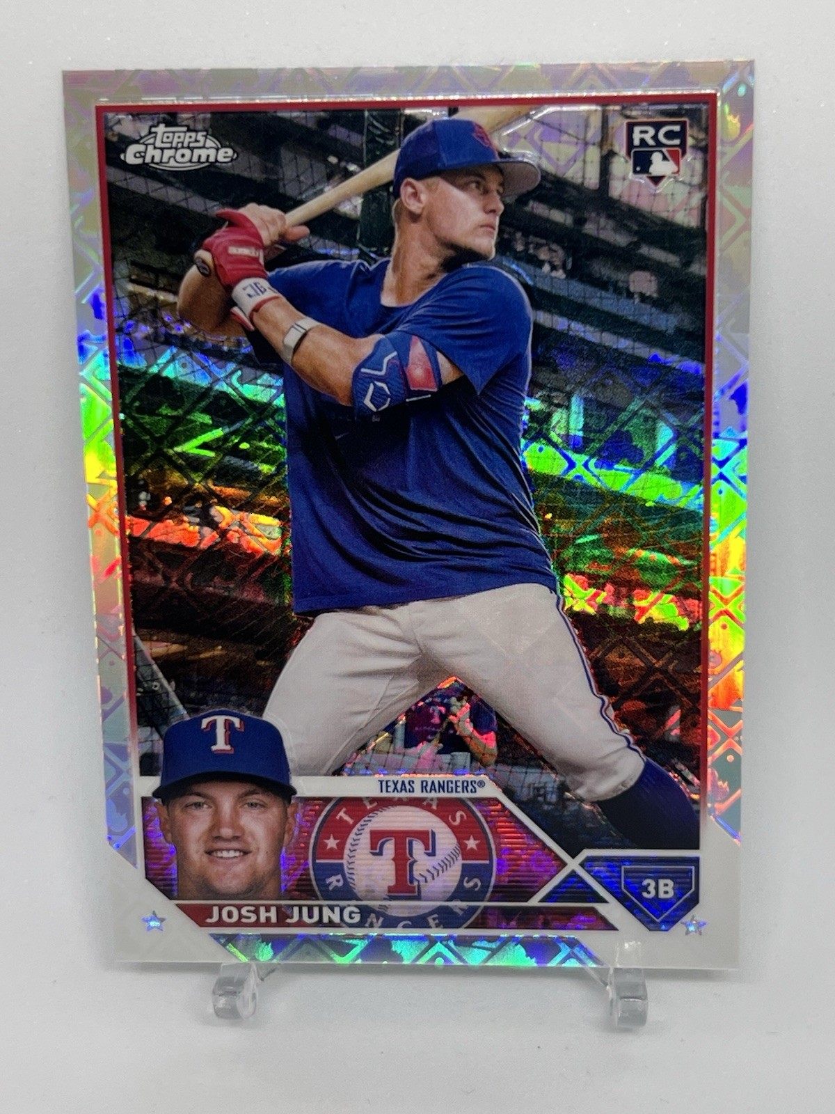 Josh Jung 2023 Topps Chrome Logofractor Image Variation SP RC Rookie #93 Rangers