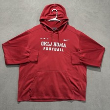 Oklahoma Sooners Sweatshirt Mens XL Red NCAA Football Nike Therma Fit Hoodie GUC