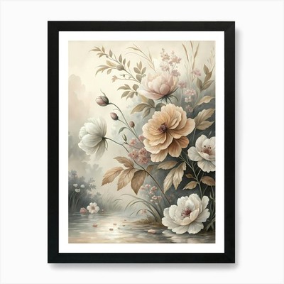 Ölgemälde Stil schwebend Blumen gerahmt Wandbild Poster Leinwanddruck Bild